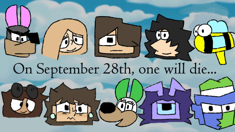 2 rows of fnas characters with text that says /on september 28th one will die